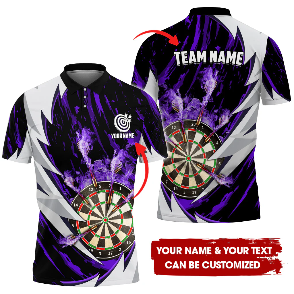 Customized Fire Thunderstorm Darts Men Polo Shirt, Personalized Darts Polo Shirt For Men, Perfect Gift For Darts Lovers, Darts Players - Image 2