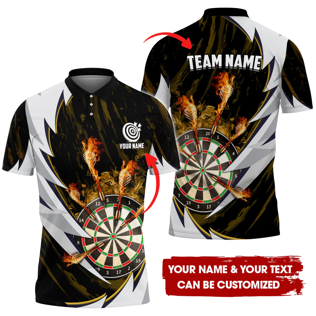 Customized Fire Thunderstorm Darts Men Polo Shirt, Personalized Darts Polo Shirt For Men, Perfect Gift For Darts Lovers, Darts Players - Image 3