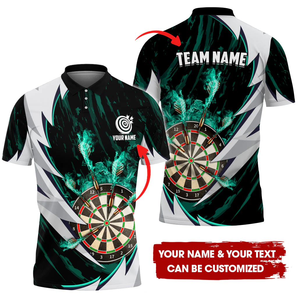 Customized Fire Thunderstorm Darts Men Polo Shirt, Personalized Darts Polo Shirt For Men, Perfect Gift For Darts Lovers, Darts Players - Image 4