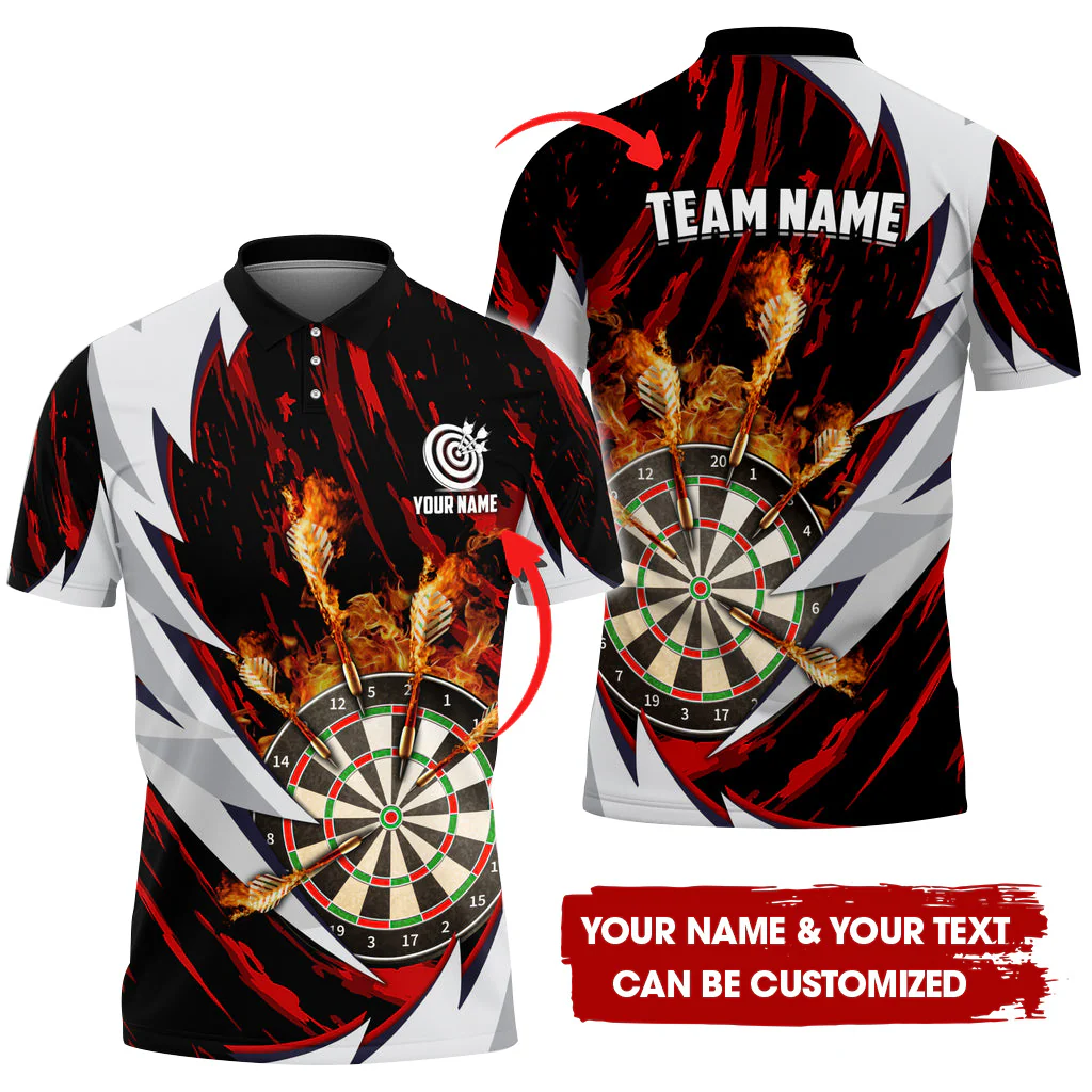 Customized Fire Thunderstorm Darts Men Polo Shirt, Personalized Darts Polo Shirt For Men, Perfect Gift For Darts Lovers, Darts Players - Image 6