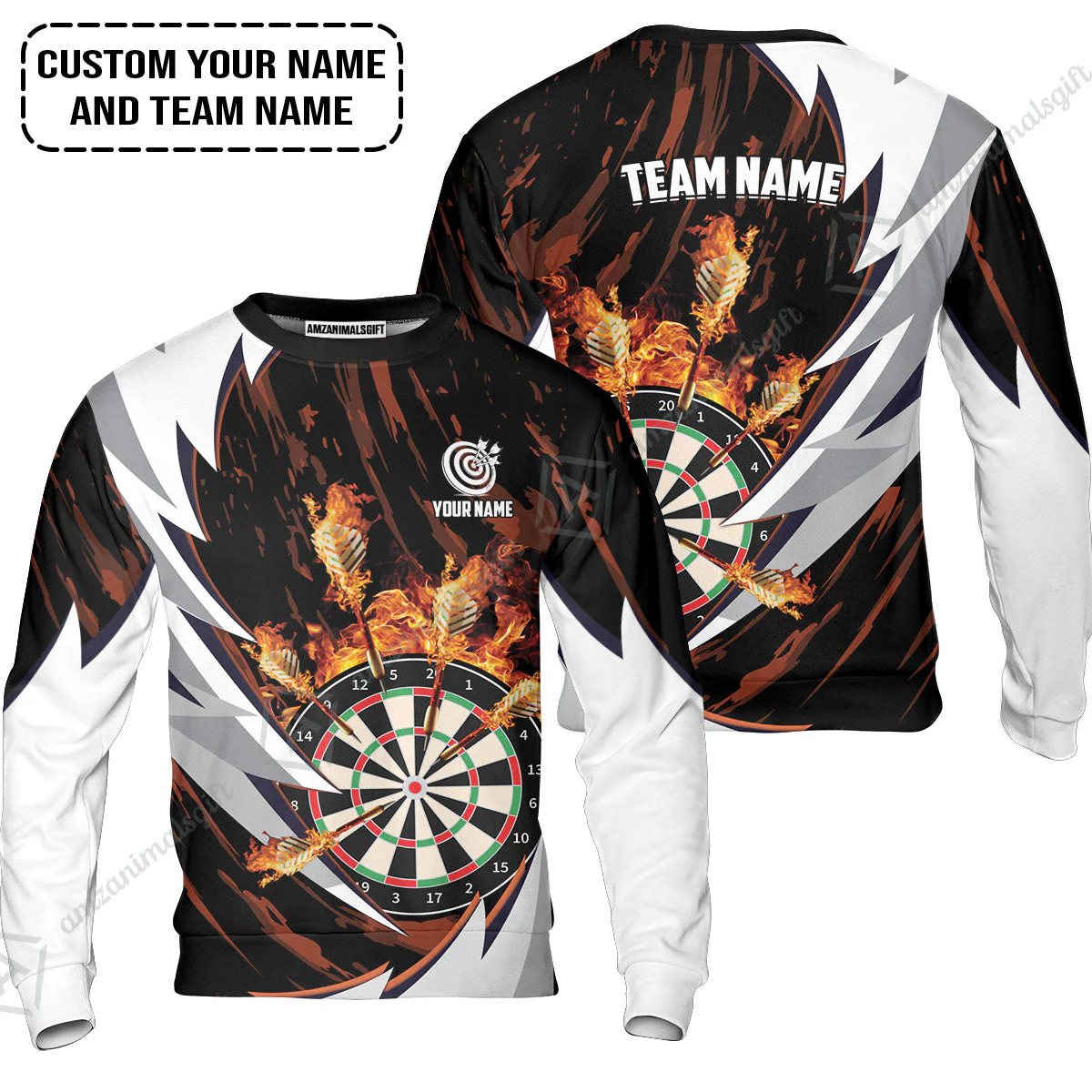 Customized Fire Thunderstorm Darts Zip Polo Shirt, Personalized Darts Zip Polo Shirt - Image 6