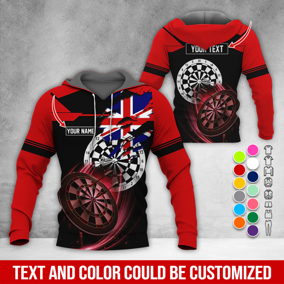 Customized Flag Darts Premium Hoodie, Custom Flag Hoodie For Men & Women, Perfect Gift For Darts Lovers, Friend, Family - Image 3