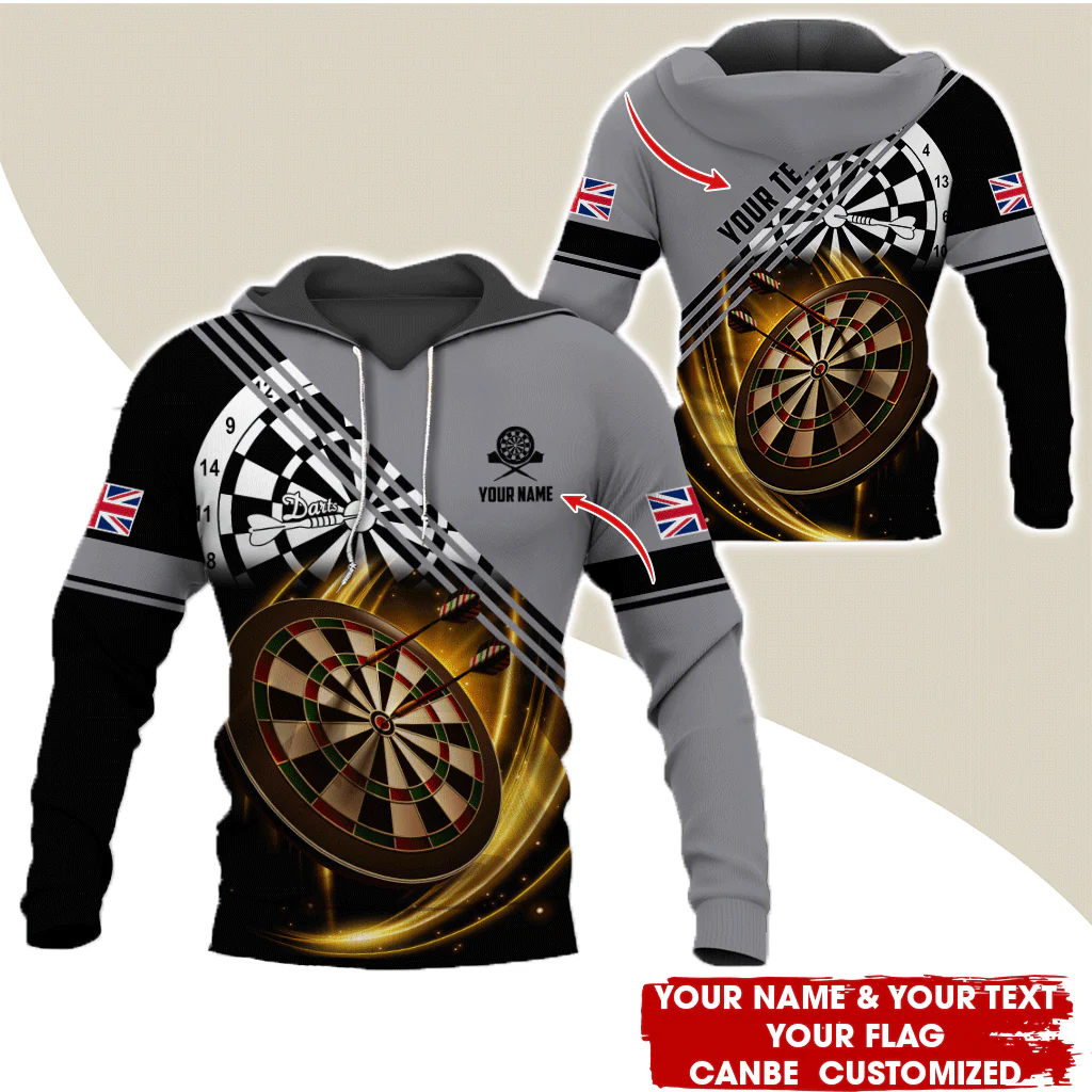 Customized Flag Darts Premium Hoodie, Personalized National Flag & Darts Pattern Hoodie For Men & Women, Perfect Gift For Darts Lovers, Friend, Family - Image 2