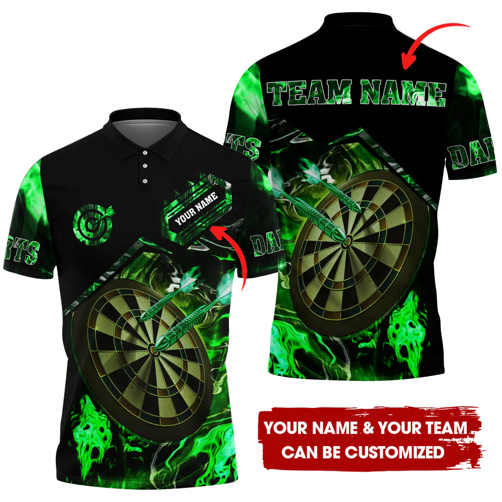 Customized Flaming Magma Darts Men Polo Shirt, Custom Darts For Team Polo Shirt For Men, Perfect Gift For Darts Lovers, Darts Players - Image 2