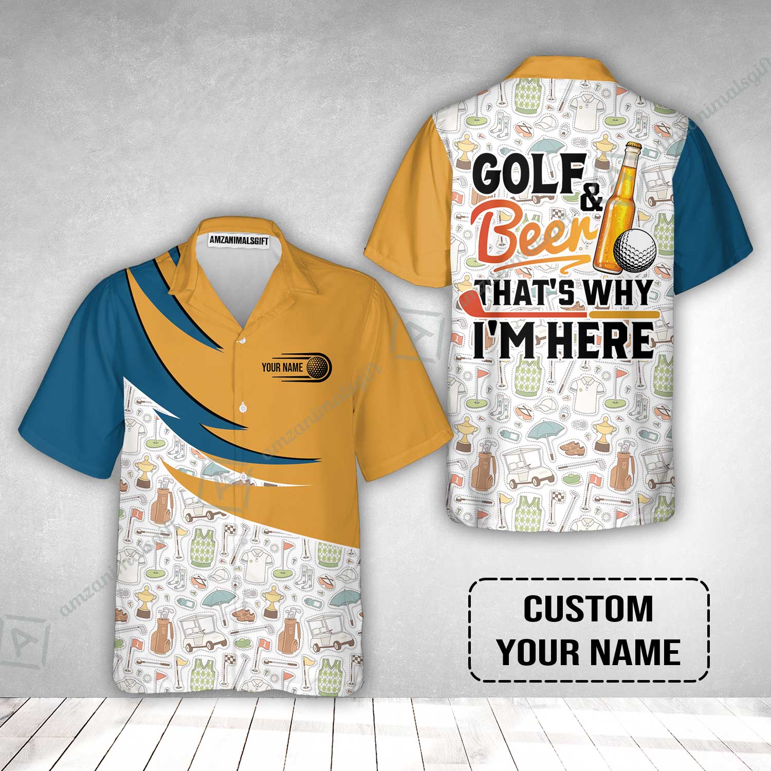 Customized Golf And Beer Hawaiian Shirt, Personalized Custom Name Beer And Golf Hawaiian Shirt - Image 2