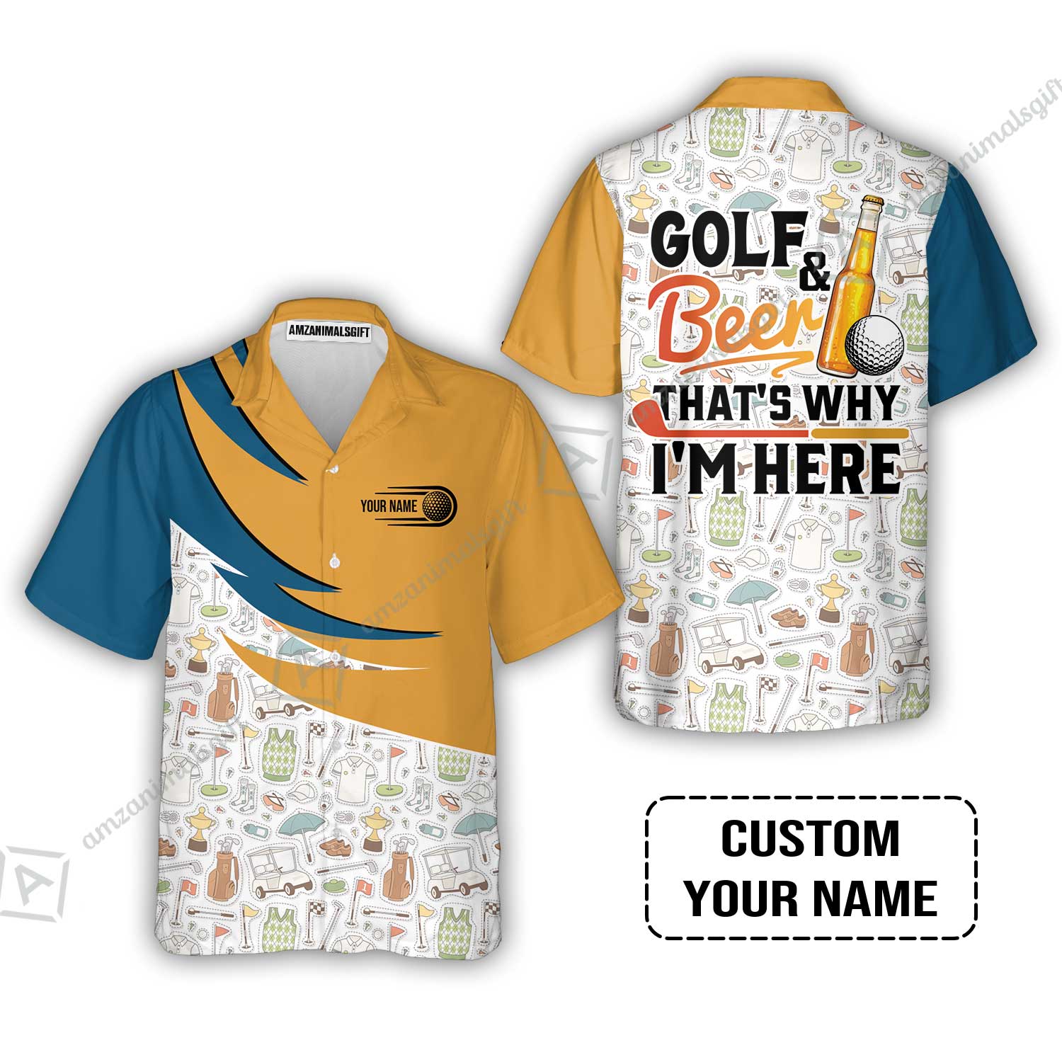 Customized Golf And Beer Long Polo Shirt, Personalized Custom Name Beer And Golf Long Polo Shirt - Image 5