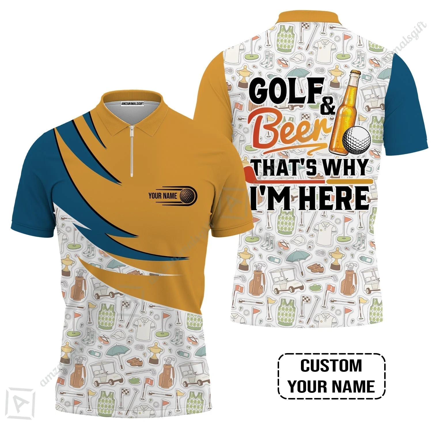 Customized Golf And Beer T-Shirt, Personalized Custom Name Beer And Golf T-Shirt - Image 4