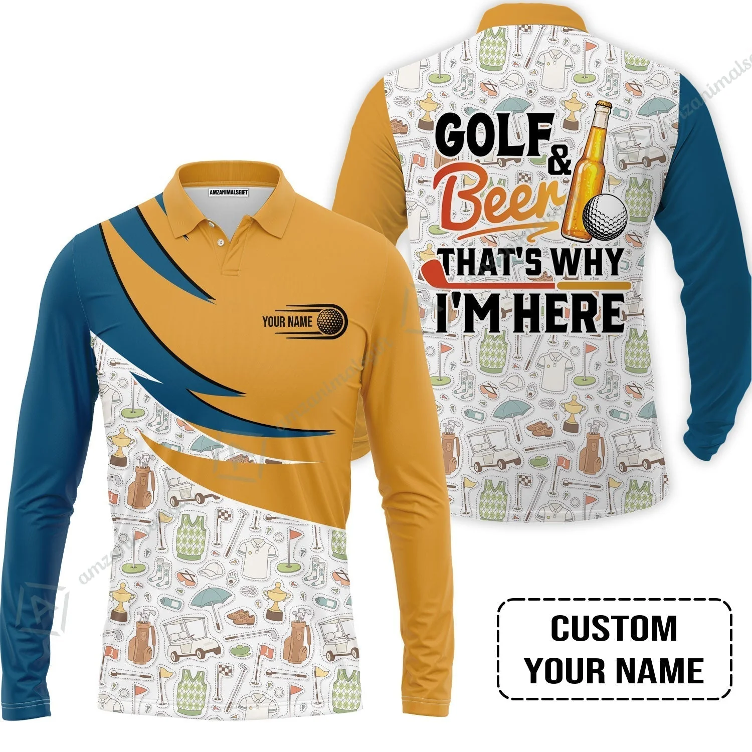 Customized Golf And Beer T-Shirt, Personalized Custom Name Beer And Golf T-Shirt - Image 5