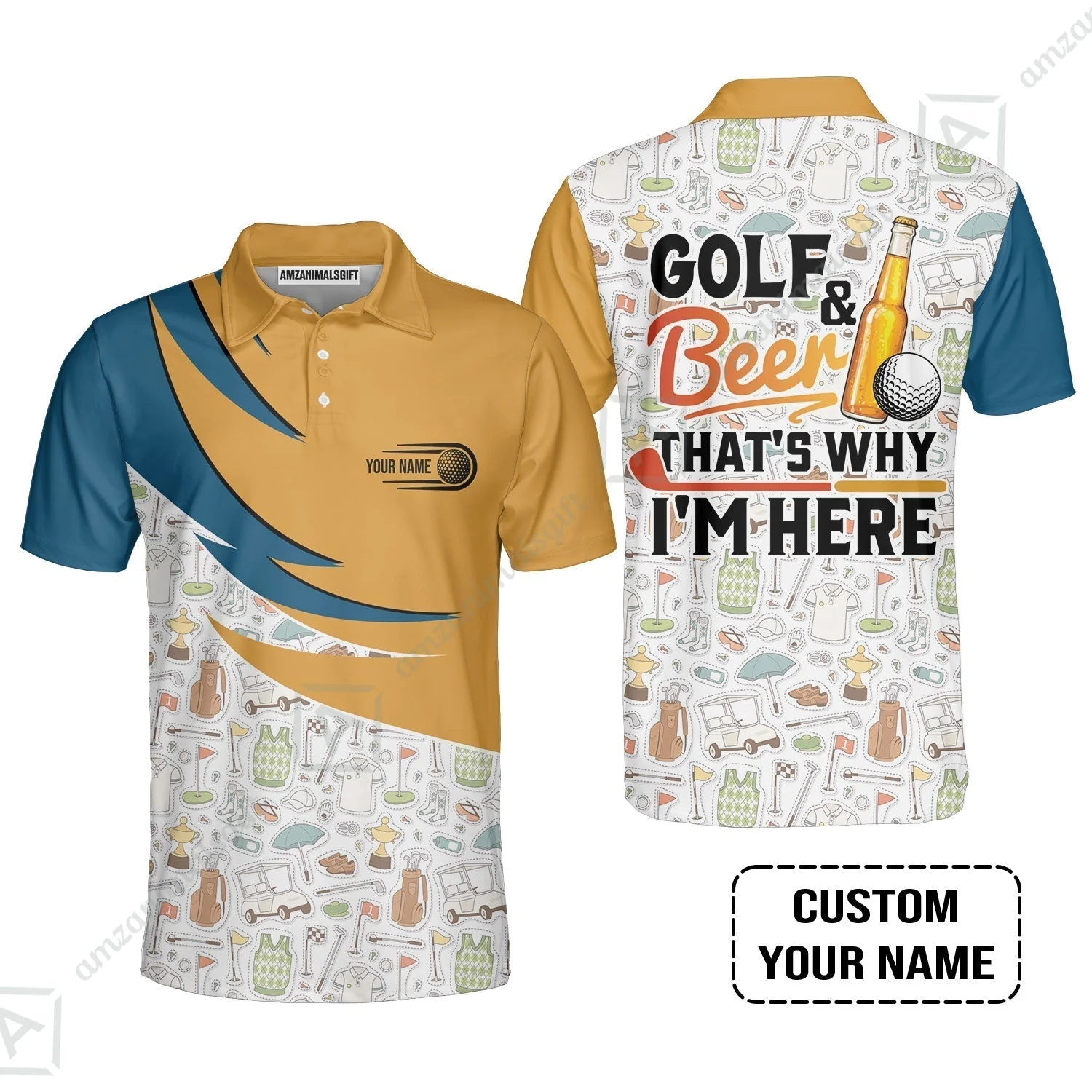 Customized Golf And Beer T-Shirt, Personalized Custom Name Beer And Golf T-Shirt - Image 6