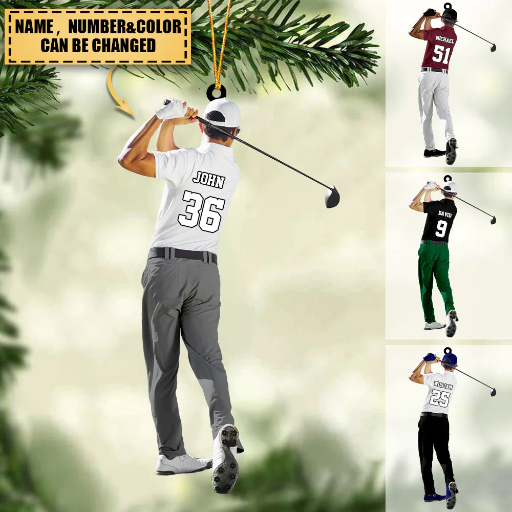 Customized Golf Man Player Acrylic Christmas Ornament, Golf Team Gift For Men - Gift For Golf Lovers, Golf Players - Image 2
