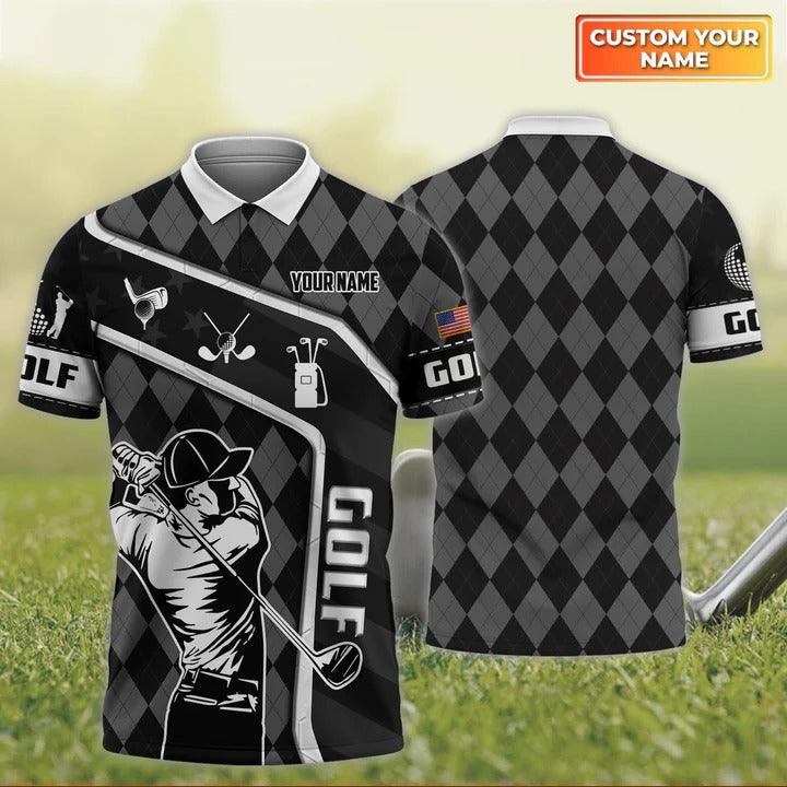 Customized Golf Men Polo Shirt, American Golfers Personalized Name Polo Shirt For Men - Perfect Gift For Golf Lovers, Golfers