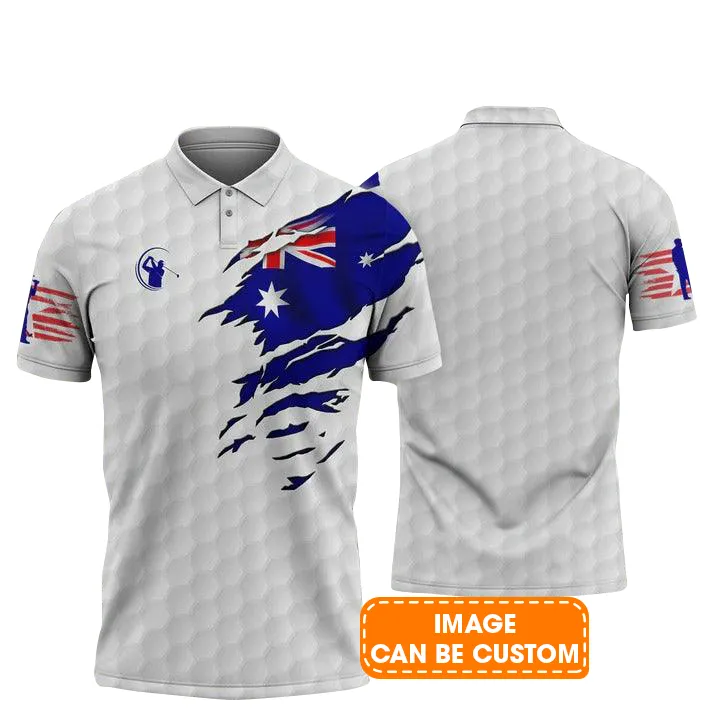 Customized Golf Polo Shirt, Australian Flag Personalized Name Polo Shirt For Men - Perfect Gift For Golf Lovers, Golfers - Image 2