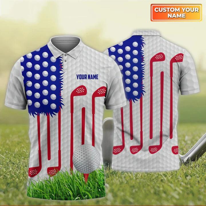 Customized Golf Men Polo Shirt, Golf Clubs, Golf Balls, Personalized Name Polo Shirt For Men - Perfect Gift For Golf Lovers, Golfers