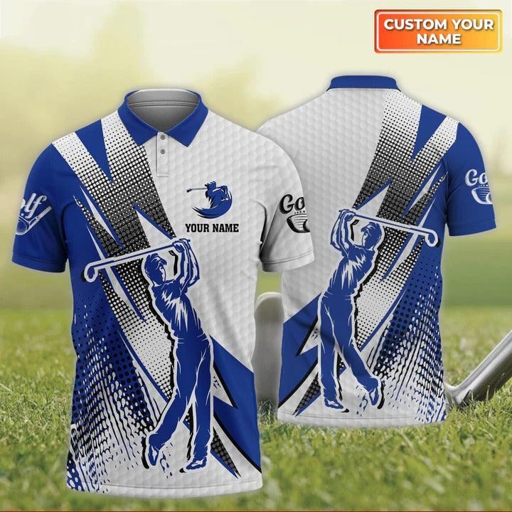 Customized Golf Men Polo Shirt, Golfer Honeycomb Personalized Name Polo Shirt For Men - Perfect Gift For Golf Lovers, Golfers