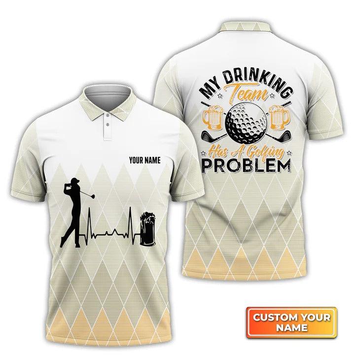 Customized Golf Men  Polo Shirt, My Drinking Team Has A Golfing Problem, Personalized Name Polo Shirt For Men - Perfect Gift For Golf Lovers, Golfers - Image 2