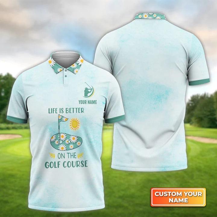 Customized Golf Women Polo Shirt, Daisy Flowers, Life Is Better On The Golf Personalized Polo Shirt For Ladies - Perfect Gift For Golf Lovers, Golfers - Image 2