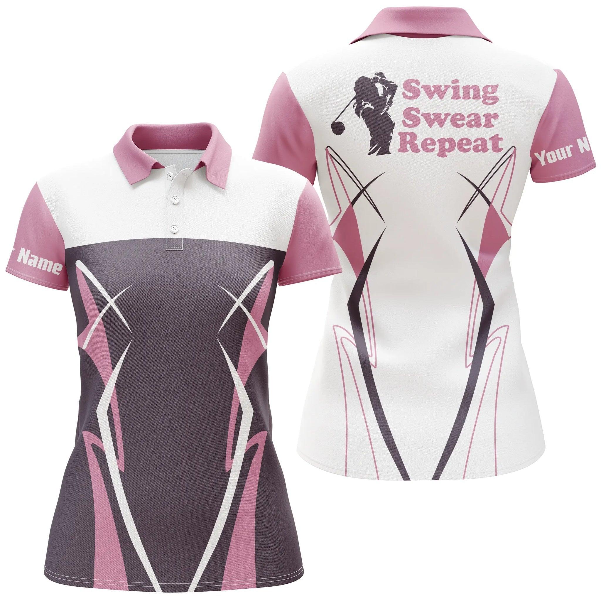Customized Golf Women Polo Shirt,  Personalized  Swing Swear Drink Repeat Golf Polo Shirts - Perfect Gift For Ladies, Golf Lovers, Golfers - Image 2