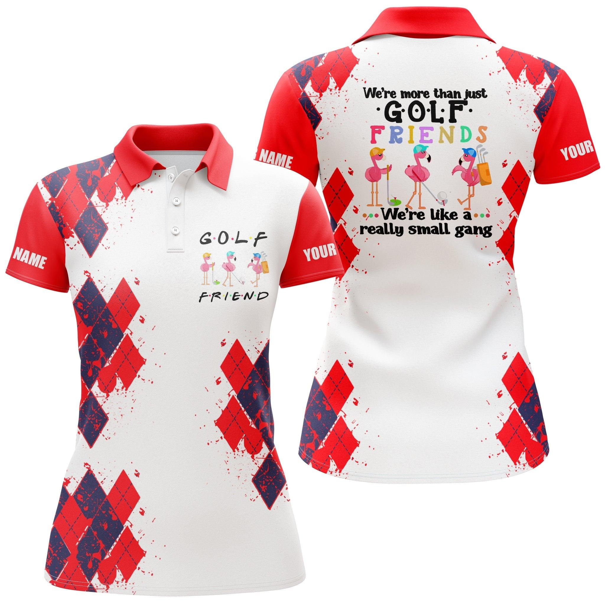 Customized Golf Women Polo Shirt, We're More Than Just Golf Friends Flamingo Custom Name Funny Golf Shirt - Perfect Gift For Golf Lovers, Golfers - Image 2