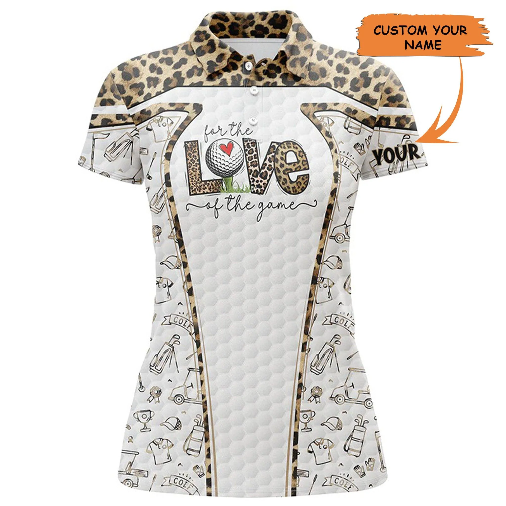 Customized Golf Women Polo Shirts, Personalized The Love Of The Game Leopard Pattern Golf Shirts - Perfect Gift For Ladies, Golf Lovers, Golfers