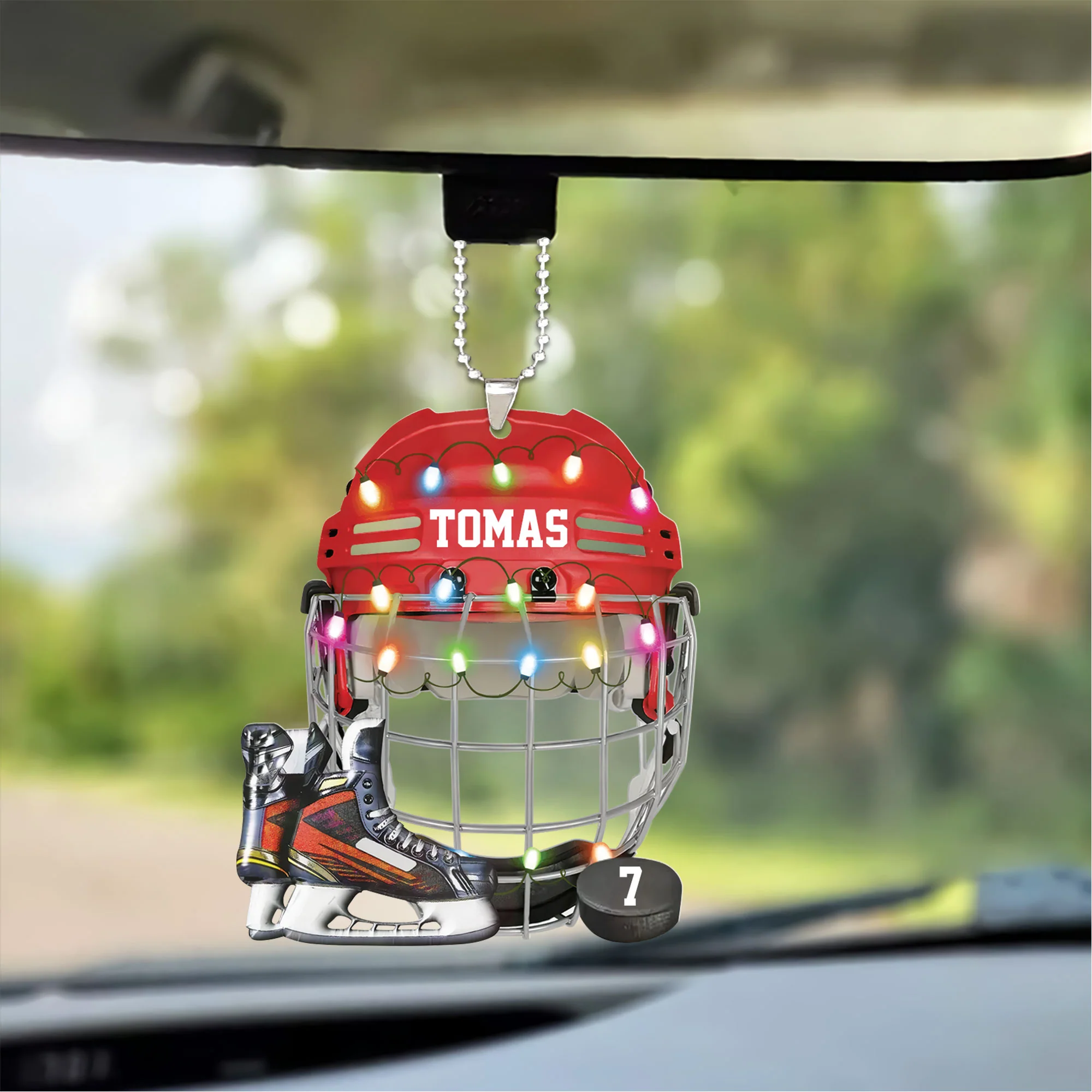 Customized Ice Hockey Helmet Shoes Acrylic Christmas Keychain, Hockey Team Acrylic Keychain Hanging Tree - Gift For Hockey Lovers, Hockey Players - Image 4