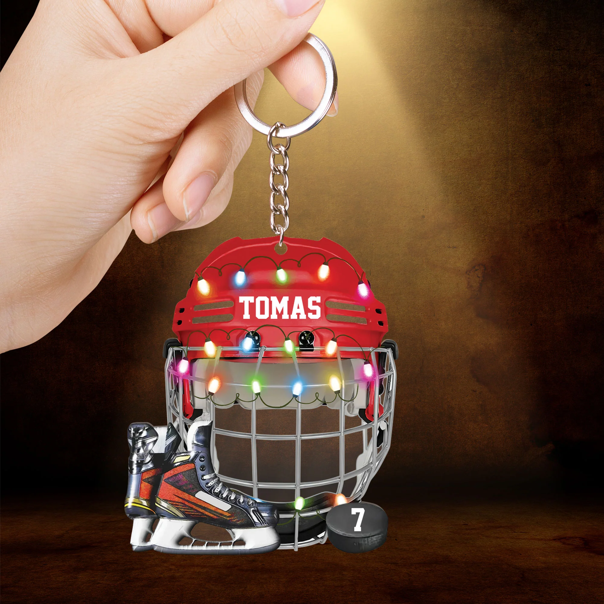 Customized Ice Hockey Helmet Shoes Acrylic Christmas Keychain, Hockey Team Acrylic Keychain Hanging Tree - Gift For Hockey Lovers, Hockey Players - Image 5