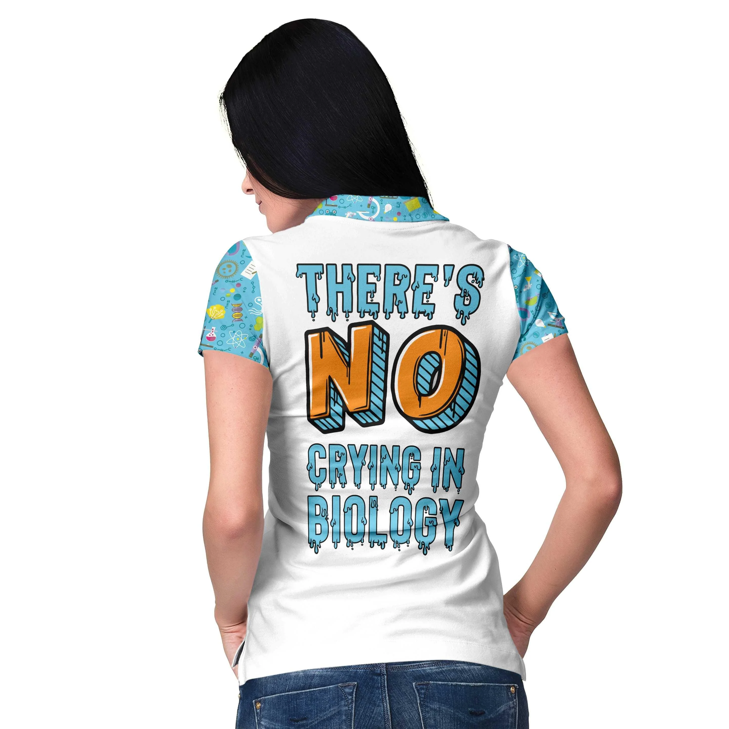Customized Name Biology Women Polo Shirts - There's No Crying In Biology Custom Women Polo - Perfect Gift For Women, Biology Lovers - Image 6