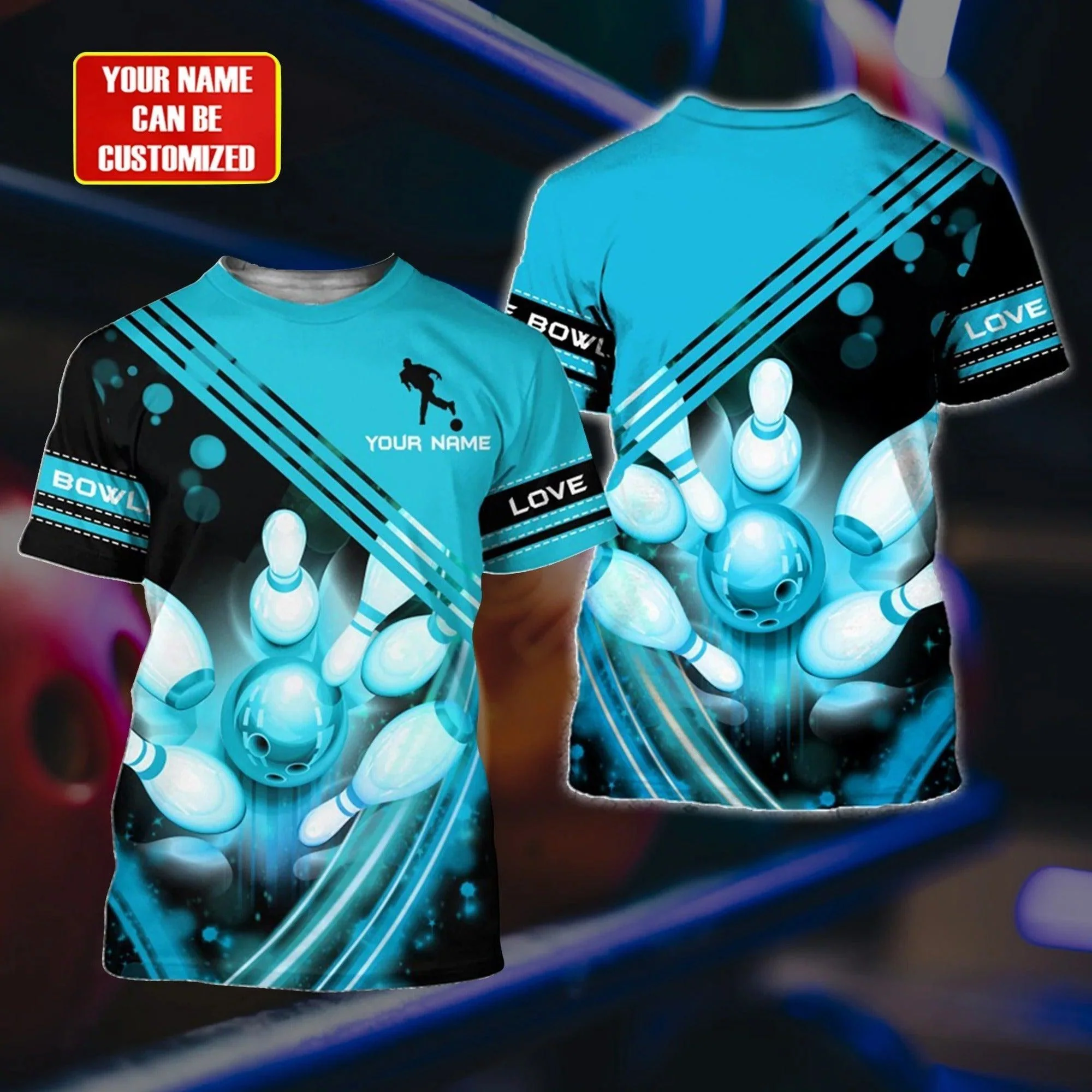 Customized Name Blue Bowling T Shirt, Personalized Sublimation Bowling On T Shirt For Men And Women - Gift For Bowling Lovers, Bowlers - Image 6