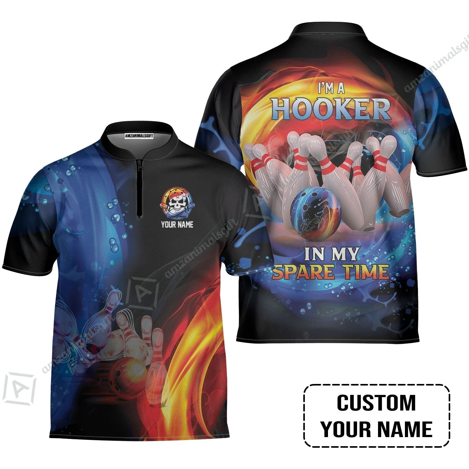 Customized Name Bowling Hawaiian Shirt - Bowling I'm A Hooker In My Spare Time Personalized Hawaiian Shirt - Image 4