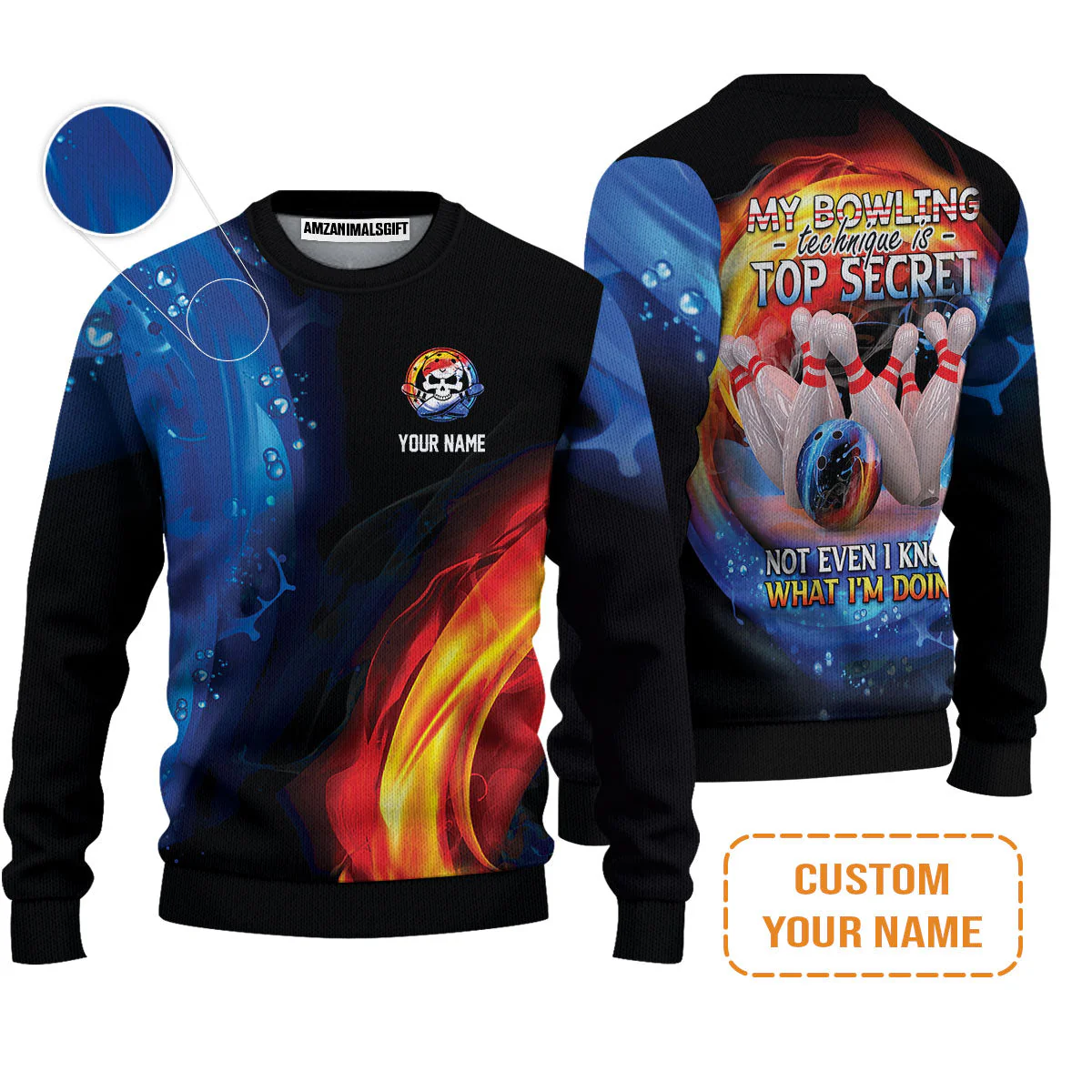 Customized Name Bowling Hoodie, My Bowling Technique is Top Secret Personalized Bowling Hoodie - Image 3