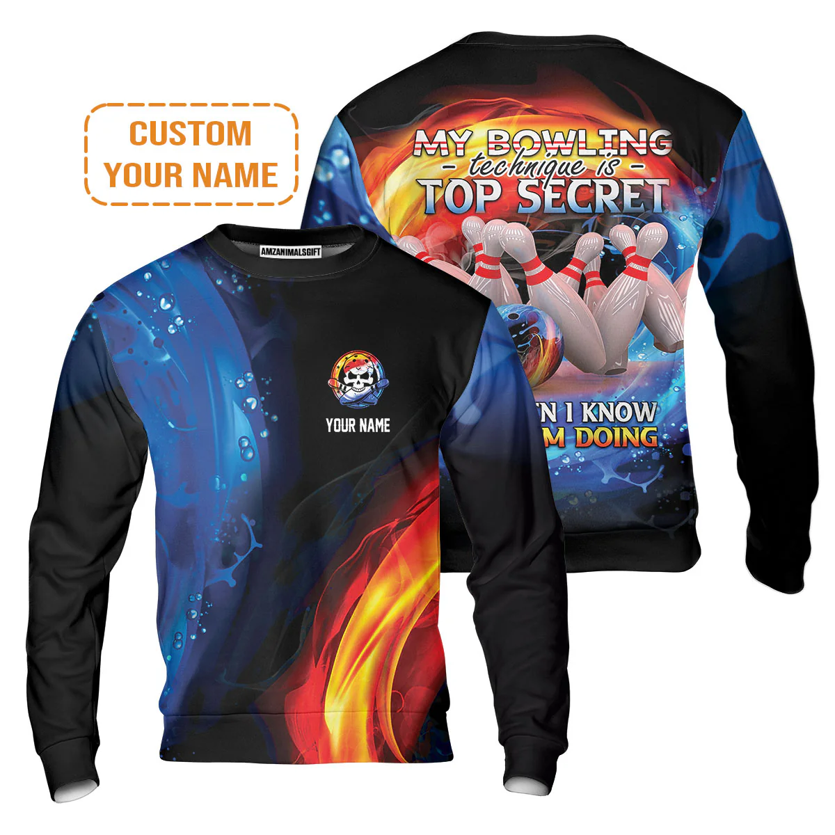 Customized Name Bowling Men Polo Shirt, My Bowling Technique is Top Secret Personalized Bowling Polo Shirt - Image 6