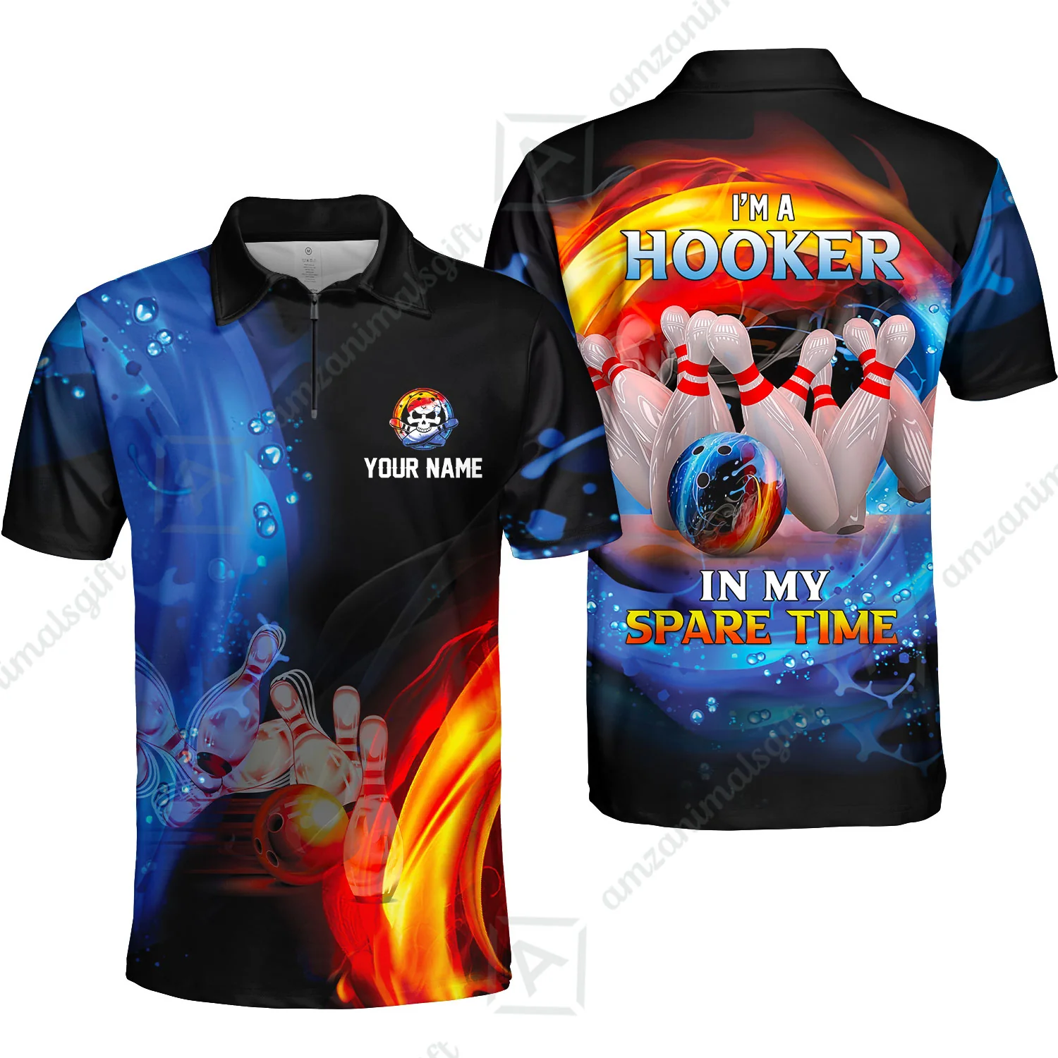 Customized Name Bowling Men Polo Shirts - Bowling I'm A Hooker In My Spare Time Personalized Polo Shirt - Image 7