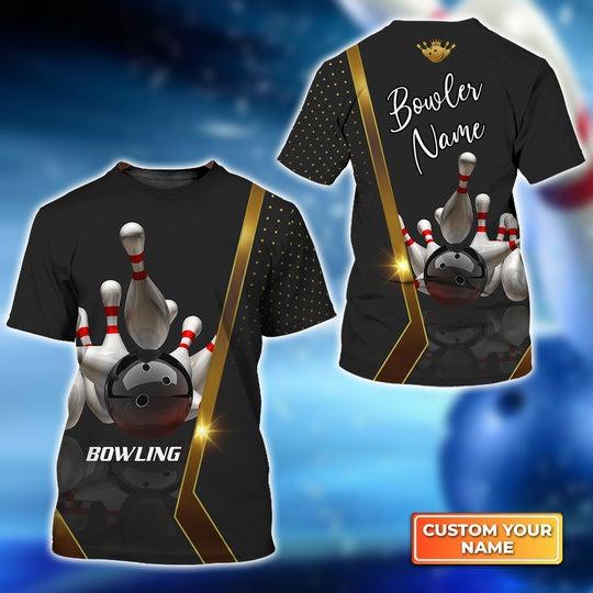 Customized Name Bowling T Shirt, Bowling Pin and Ball Personalized Bowling T Shirt For Men - Gift For Bowling Lovers, Bowlers