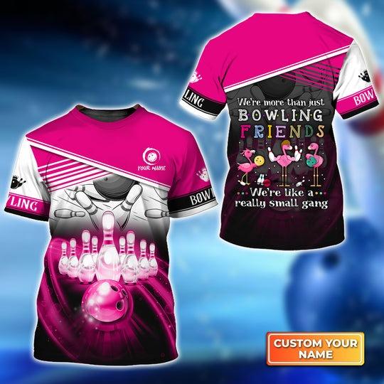 Customized Name Bowling T Shirt, Flamingo Bowling Friends Personalized Bowling T Shirt For Men - Gift For Bowling Lovers, Bowlers