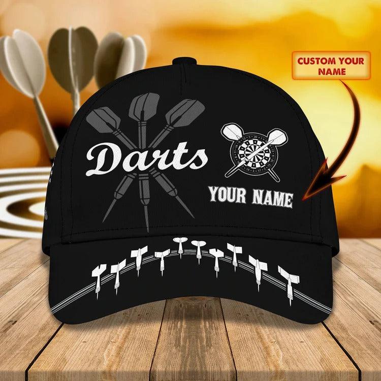 Customized Name Darts Classic Cap, Personalized Name Black Darts Classic Cap, Darts Hat For Men And Women - Perfect Gift For Darts Lovers, Darts Players