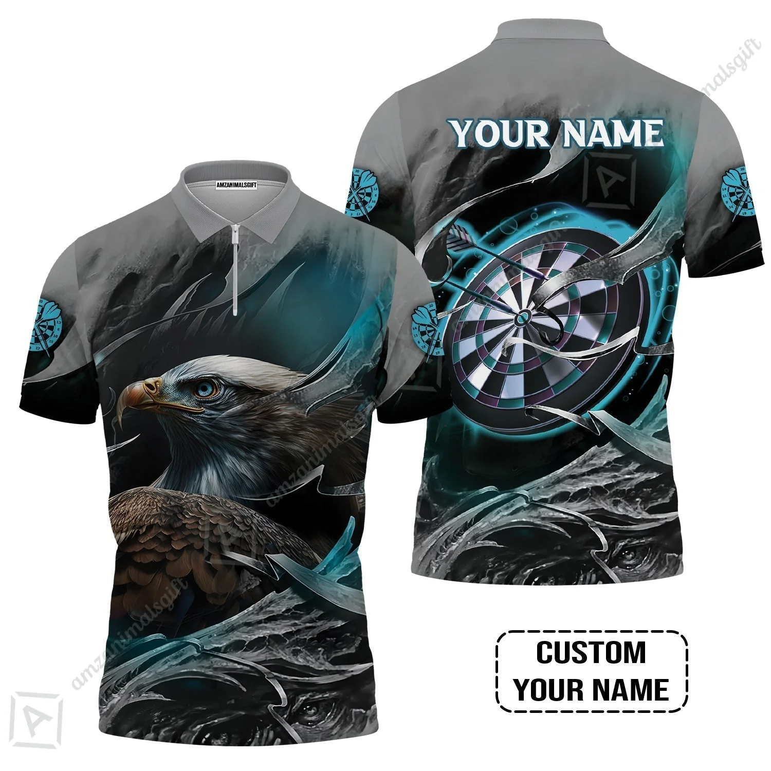 Customized Name Darts Hawaiian Shirt, Bullseye Dartboard Personalized Eagle And Darts Hawaiian Shirt - Image 5