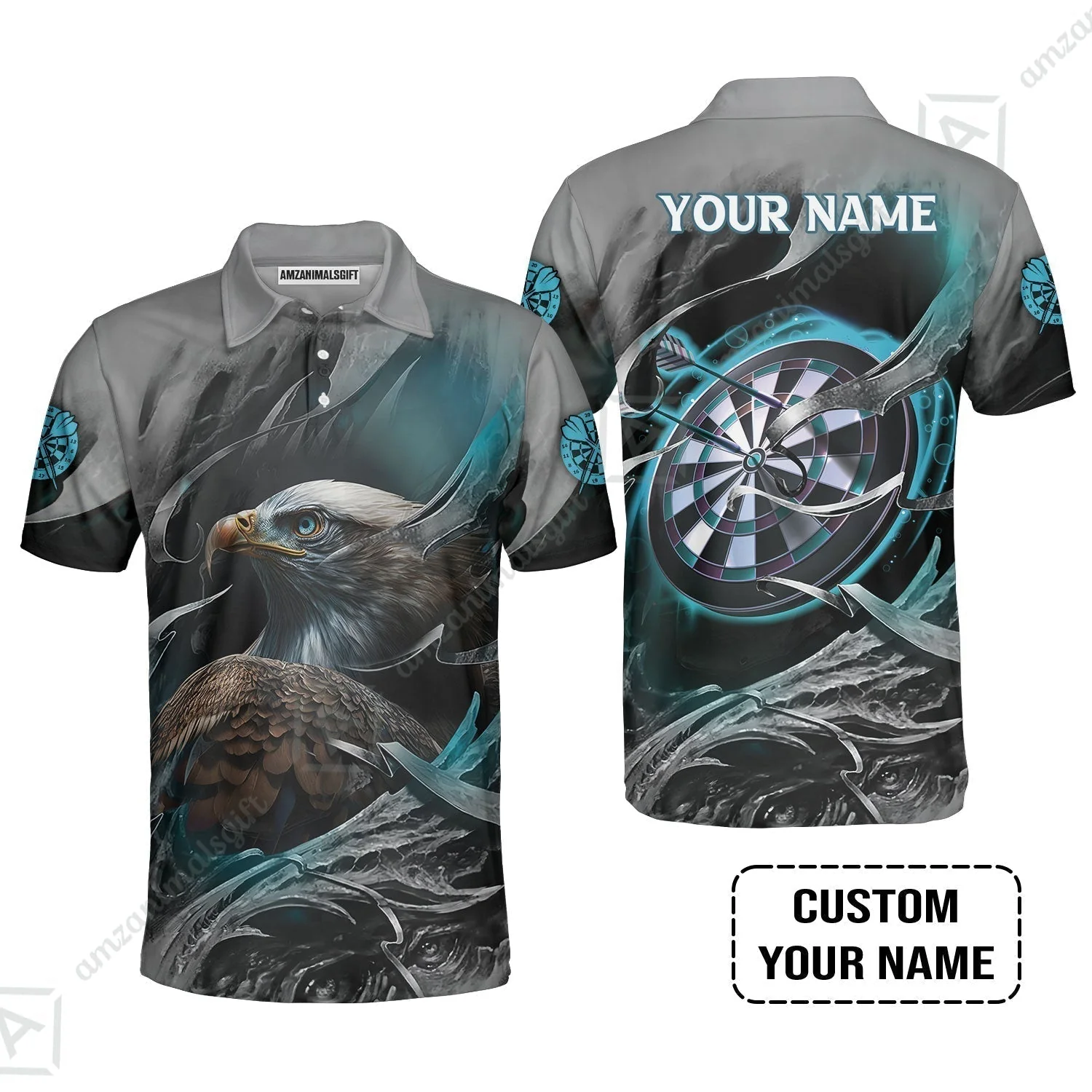 Customized Name Darts Hawaiian Shirt, Bullseye Dartboard Personalized Eagle And Darts Hawaiian Shirt - Image 7