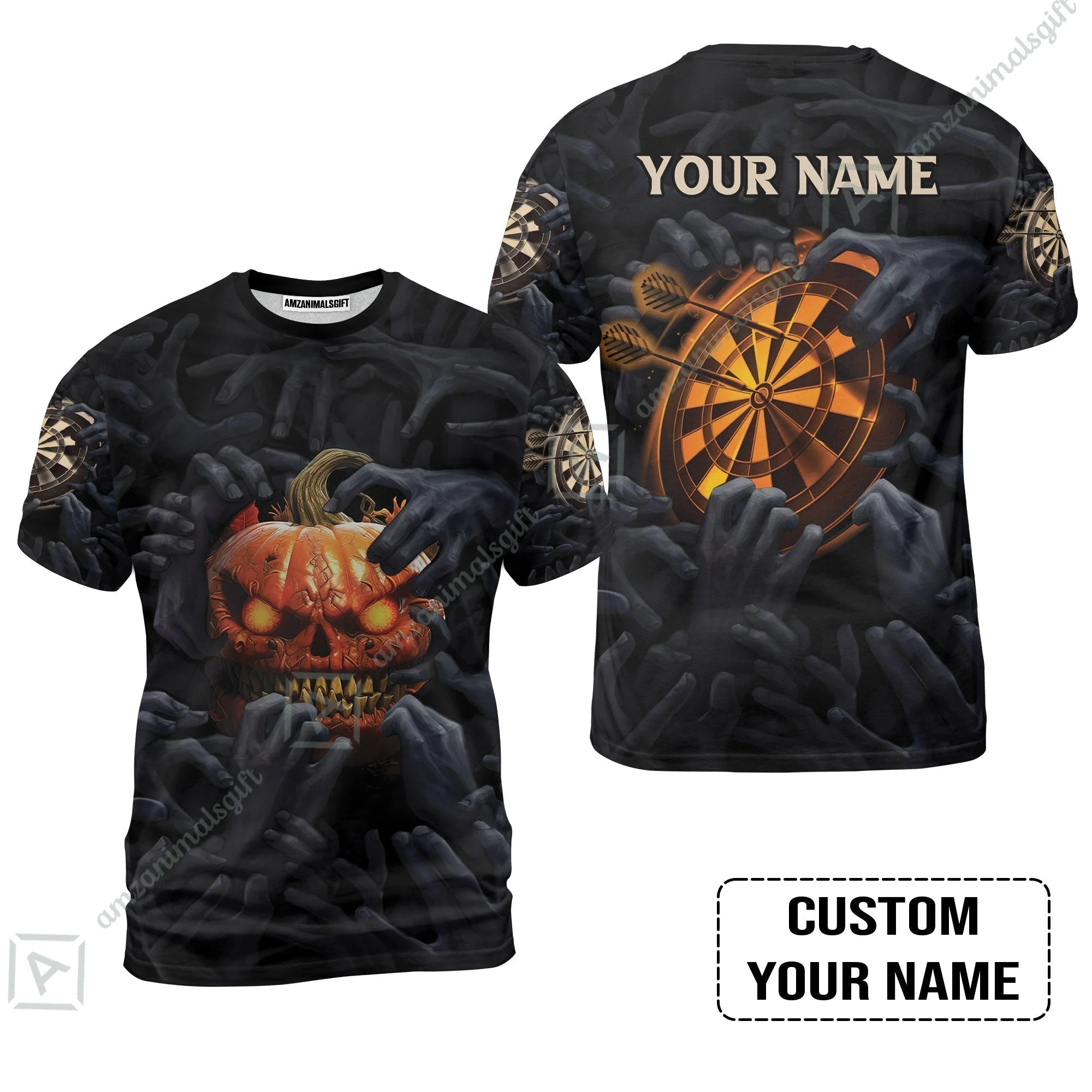 Customized Name Darts Hawaiian Shirt, Bullseye Dartboard Personalized Pumpkin And Darts Hawaiian Shirt - Image 8