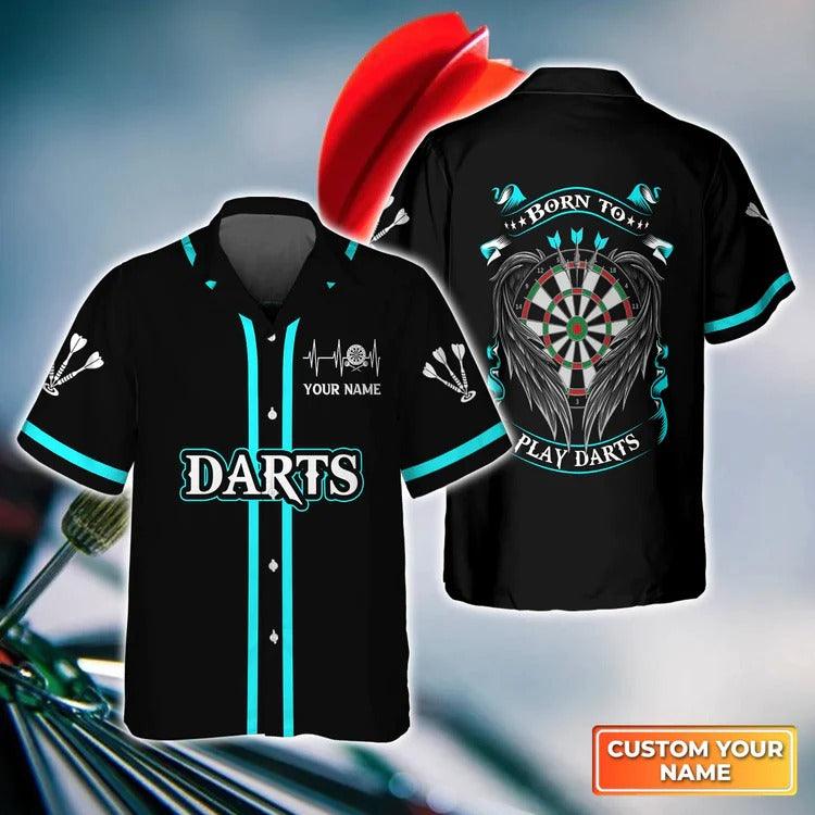 Customized Name Darts Hawaiian Shirt, Dartboard And Arrow Blue, Personalized Name Hawaiian Shirt For Men - Perfect Gift For Darts Lovers, Darts Players - Image 3