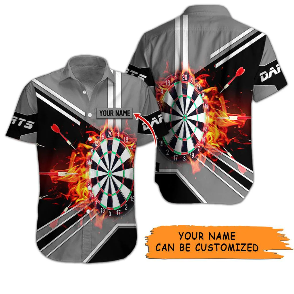 Customized Name Darts Hawaiian Shirt, Dartboard Flame Personalized Darts Hawaiian Shirts - Gift For Darts Lovers, Darts Players Uniforms - Image 4