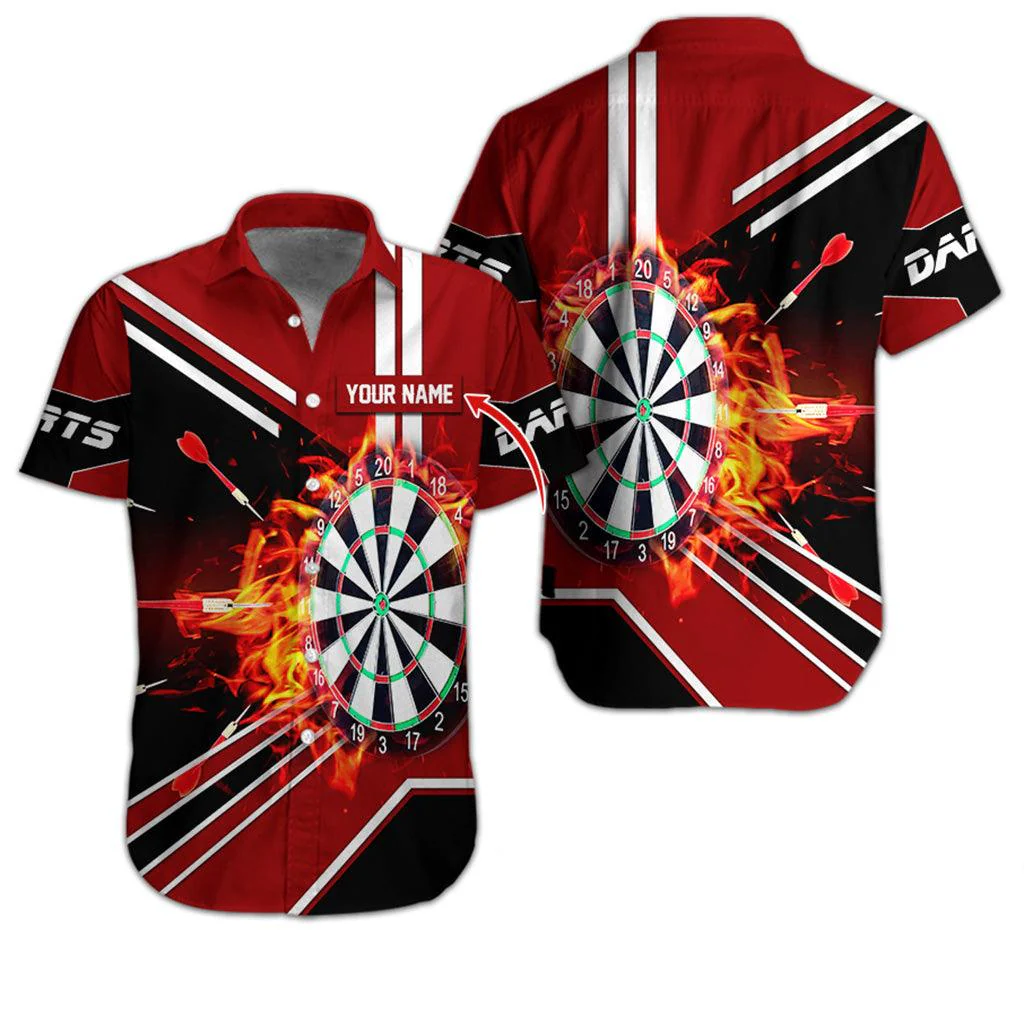 Customized Name Darts Hawaiian Shirt, Dartboard Flame Personalized Darts Hawaiian Shirts - Gift For Darts Lovers, Darts Players Uniforms - Image 7