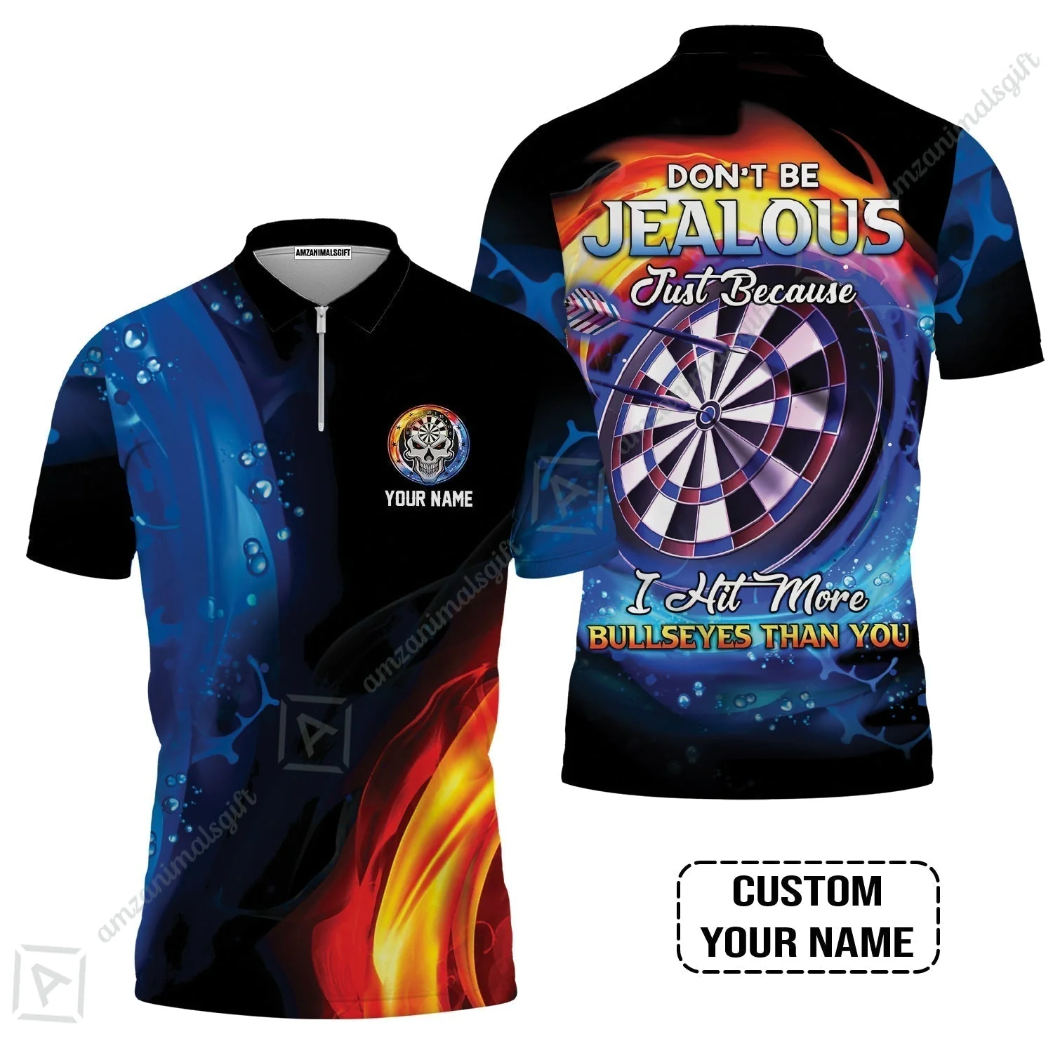 Customized Name Darts Hawaiian Shirt, Don't Be Jealous Personalized Skull Logo And Darts Hawaiian Shirt - Image 5