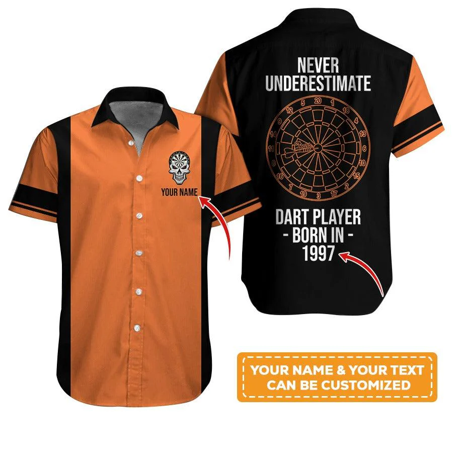 Customized Name Darts Hawaiian Shirt, Personalized Birth Years Retro Darts Hawaiian Shirts - Gift For Darts Lovers, Darts Players Uniforms
