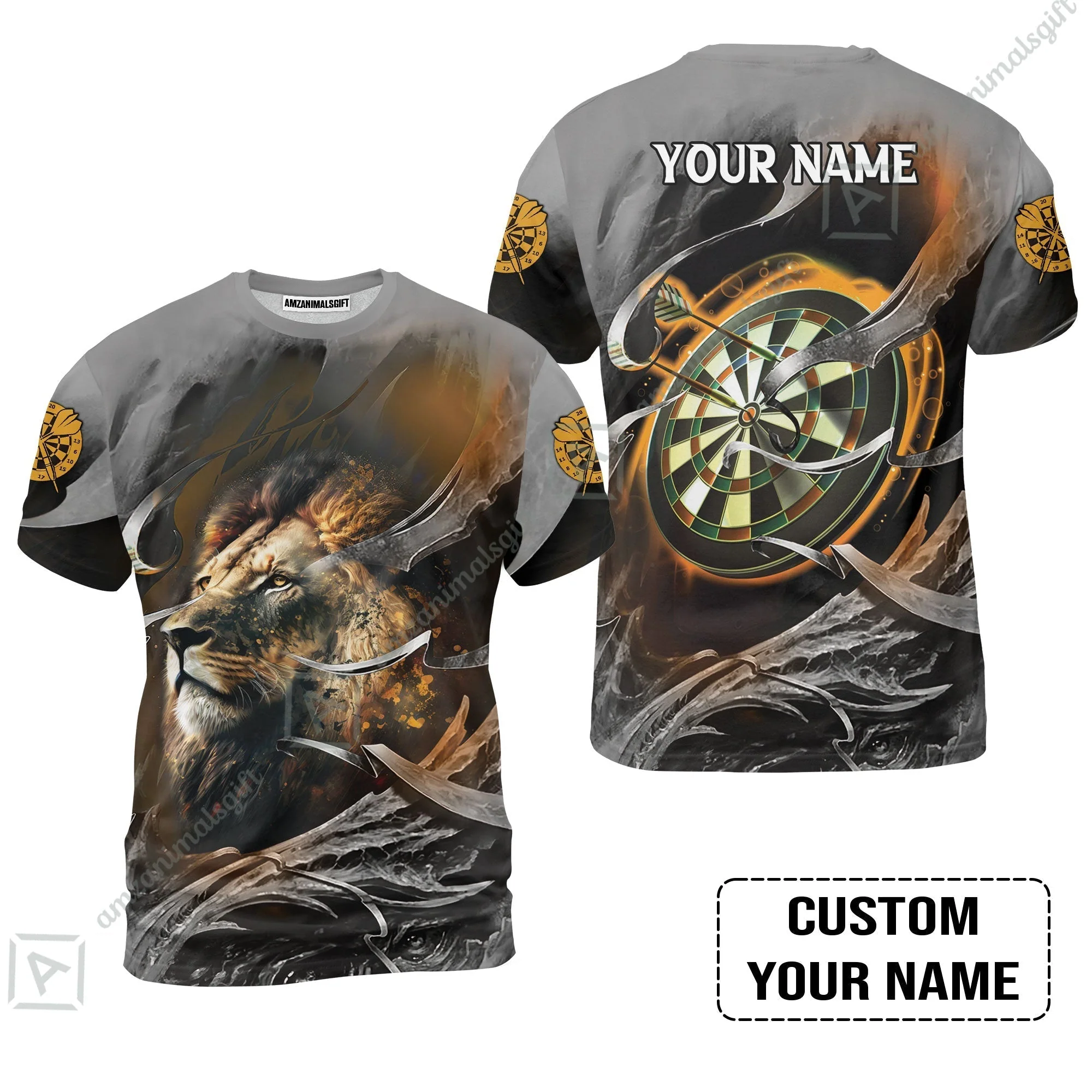 Customized Name Darts Hoodie, Bullseye Dartboard Personalized Lion And Darts Hoodie - Image 8