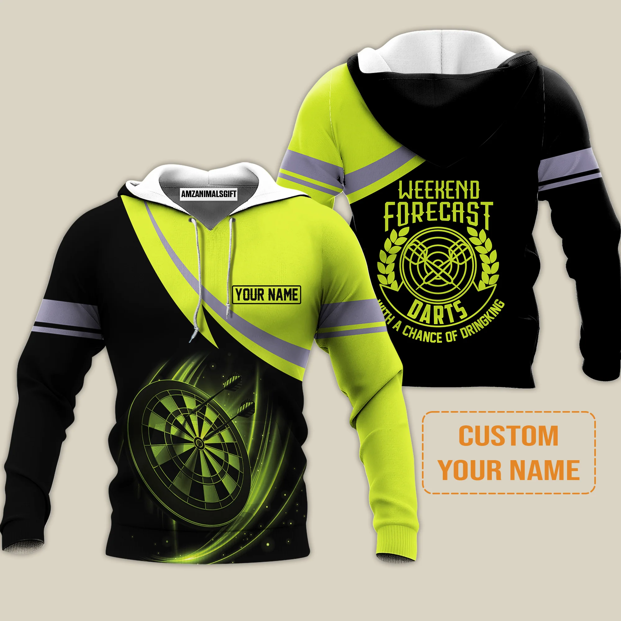 Customized Name Darts Hoodie, Personalized Name Weekend Forecast Darts Hoodie - Gift For Darts Lovers - Image 2
