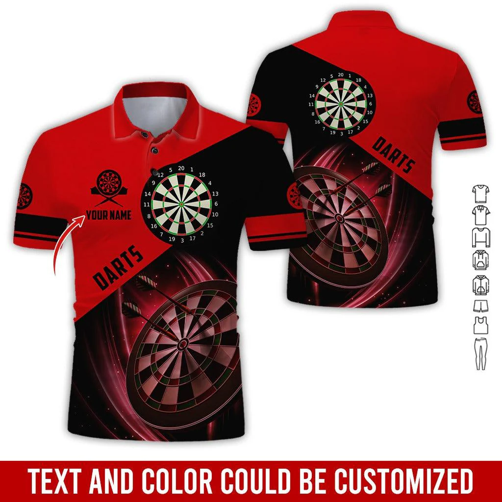 Customized Name Darts Polo Shirt, Dartboard Personalized Name Darts Team Polo Shirt For Men - Perfect Gift For Darts Lovers, Darts Players