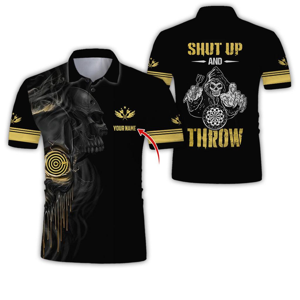 Customized Name Darts Polo Shirt, Death Shut Up And Throw Personalized Darts Uniforms Polo Shirt For Men - Perfect Gift For Darts Lovers, Darts Team Players