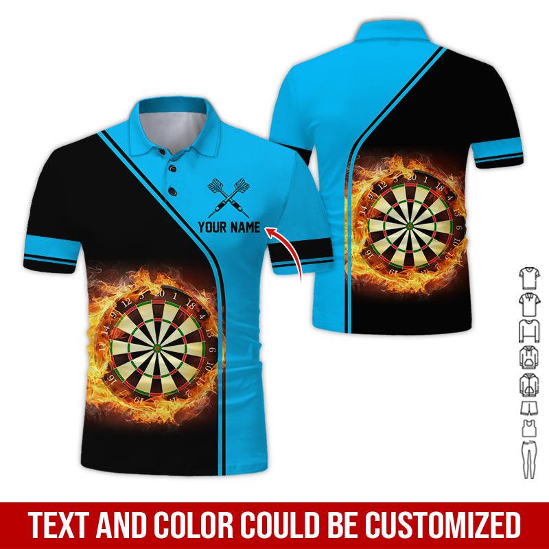 Customized Name Darts Polo Shirt, Personalized Name Dartboard Flame Polo Shirt For Men - Perfect Gift For Darts Lovers, Darts Players - Image 2