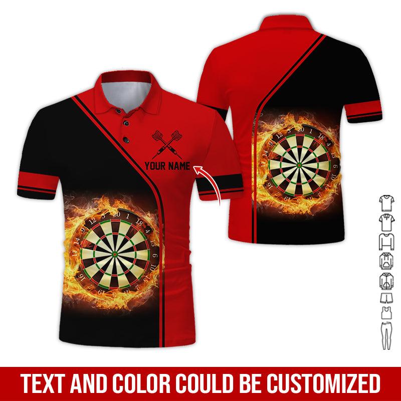 Customized Name Darts Polo Shirt, Personalized Name Dartboard Flame Polo Shirt For Men - Perfect Gift For Darts Lovers, Darts Players - Image 9