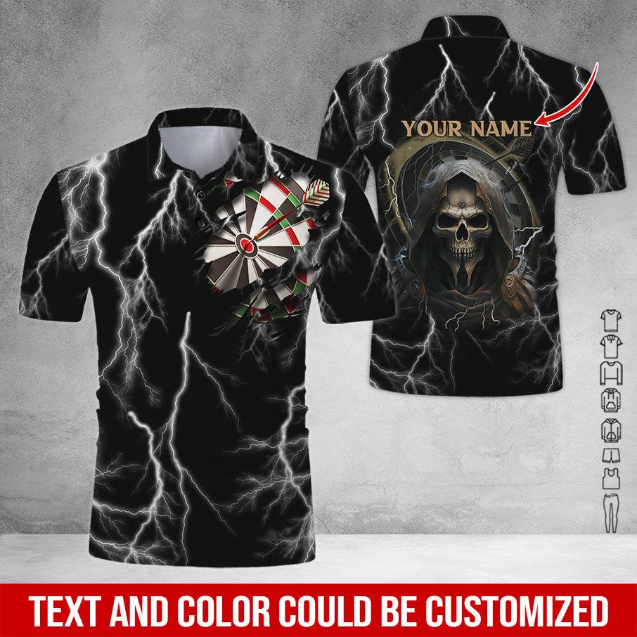 Customized Name Darts Polo Shirt, Personalized Name Darts And Grim Reaper Polo Shirt For Men - Perfect Gift For Darts Lovers, Darts Players