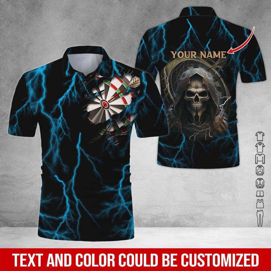 Customized Name Darts Polo Shirt, Personalized Name Darts And Grim Reaper Polo Shirt For Men - Perfect Gift For Darts Lovers, Darts Players - Image 3